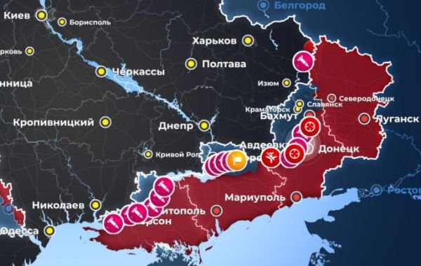 Обновлённая карта боевых действий на Украине по данным на 12:00 мск от 17 января