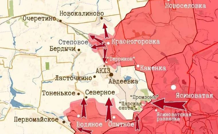 Карта боевых действий под Авдеевкой на 14 января 2024 года: события на Авдеевском направлении