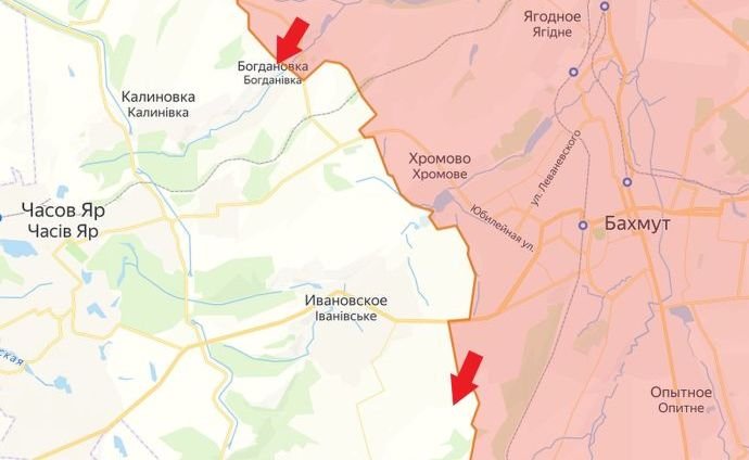 Обновлённая карта боевых действий на Украине по данным на 12:00 мск от 08.01.2024