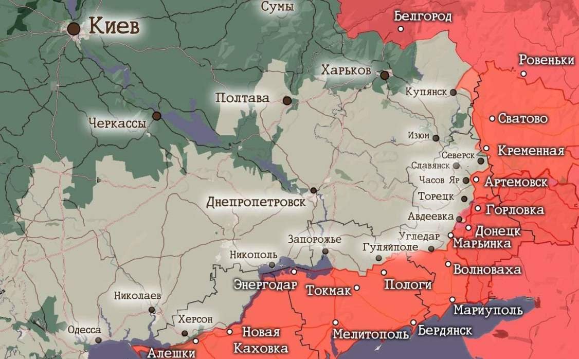 Свежая карта боевых действий на Украине от 12.02.2024: данные по состоянию на 12:00 мск