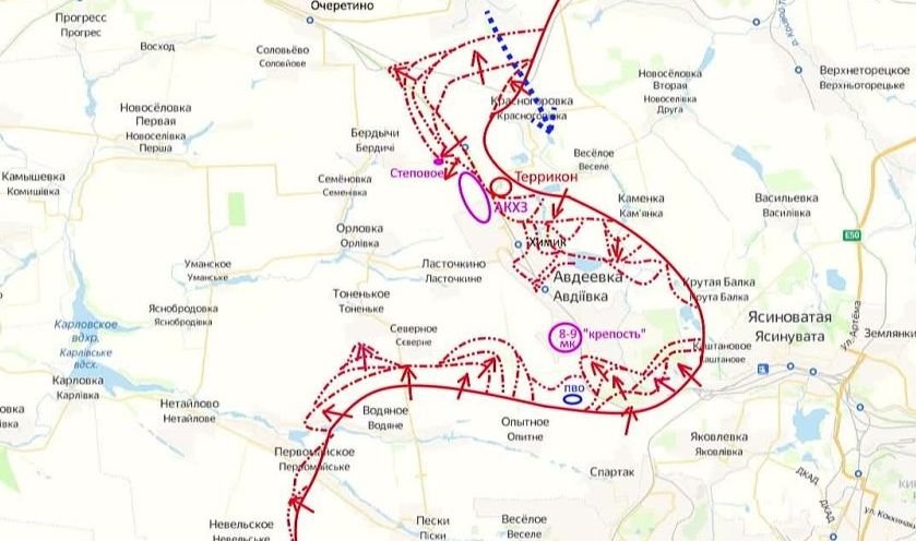 Карта боевых действий под Авдеевкой на 14.02.2024: обзор ситуации на Авдеевском направлении