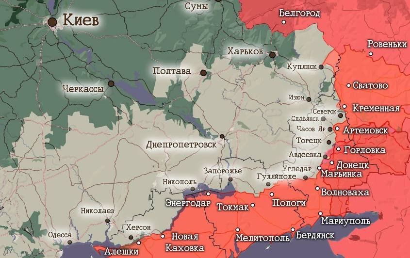 Обновлённая карта боевых действий на Украине по данным на 12:00 мск сегодня, 07.02.2024: оперативная сводка